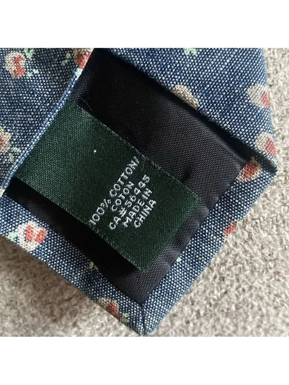 J.Crew Classic 100% Cotton Slim Navy Textured Tie – Floral Pattern